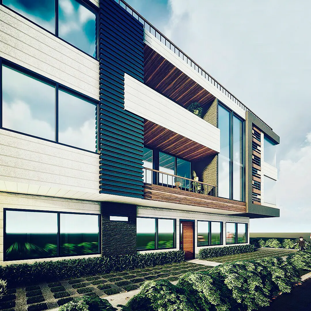 Imagen fotorrealista de render 3D de vivienda moderna