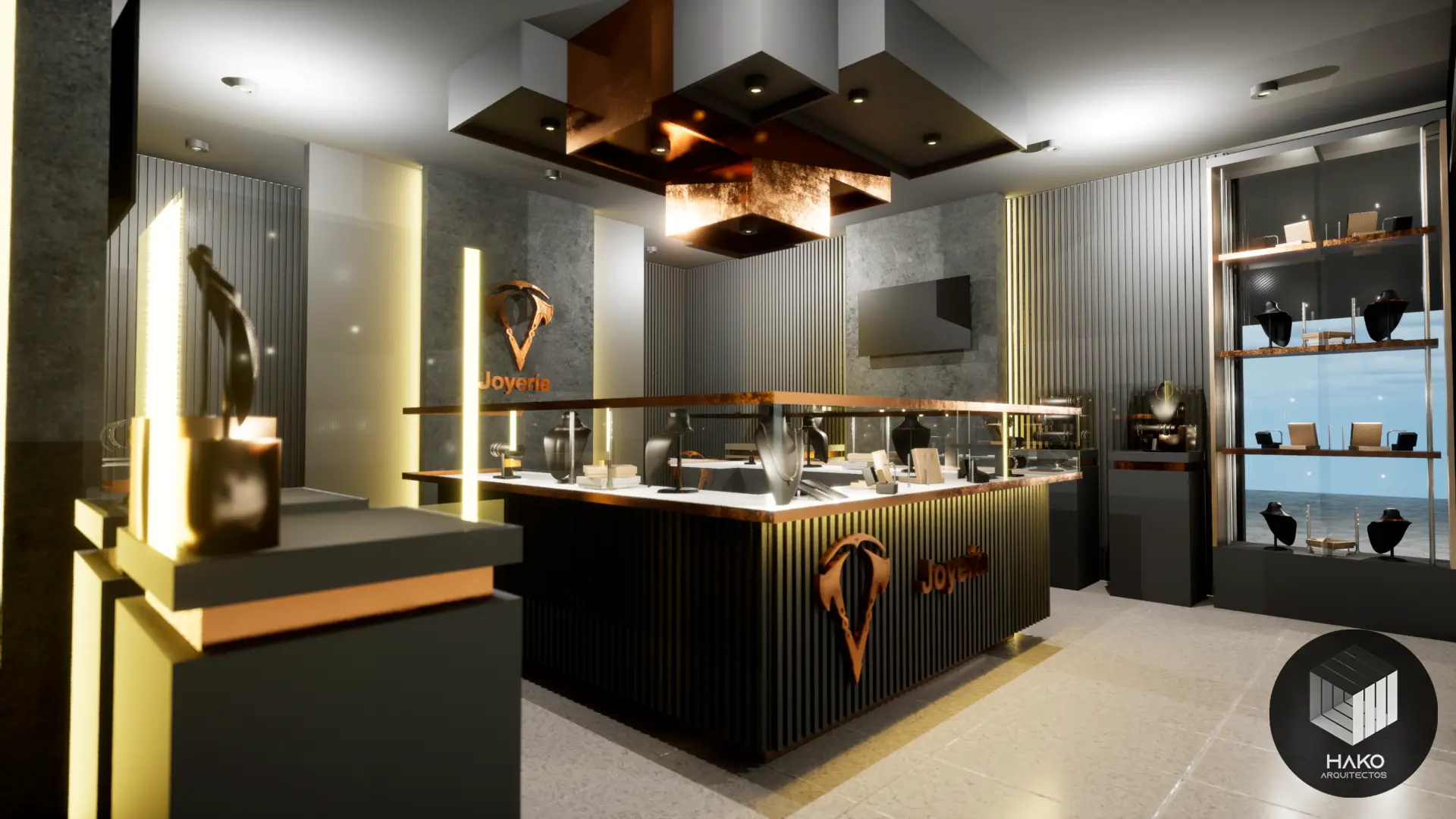 Remodelación de joyería moderna en Bogotá con diseño innovador y funcional
