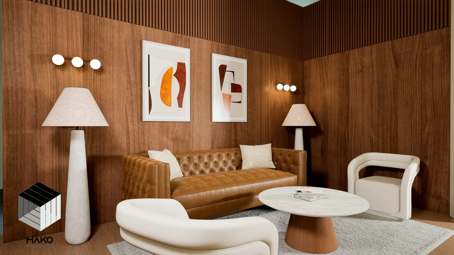 Renders de oficinas modernas, lobby