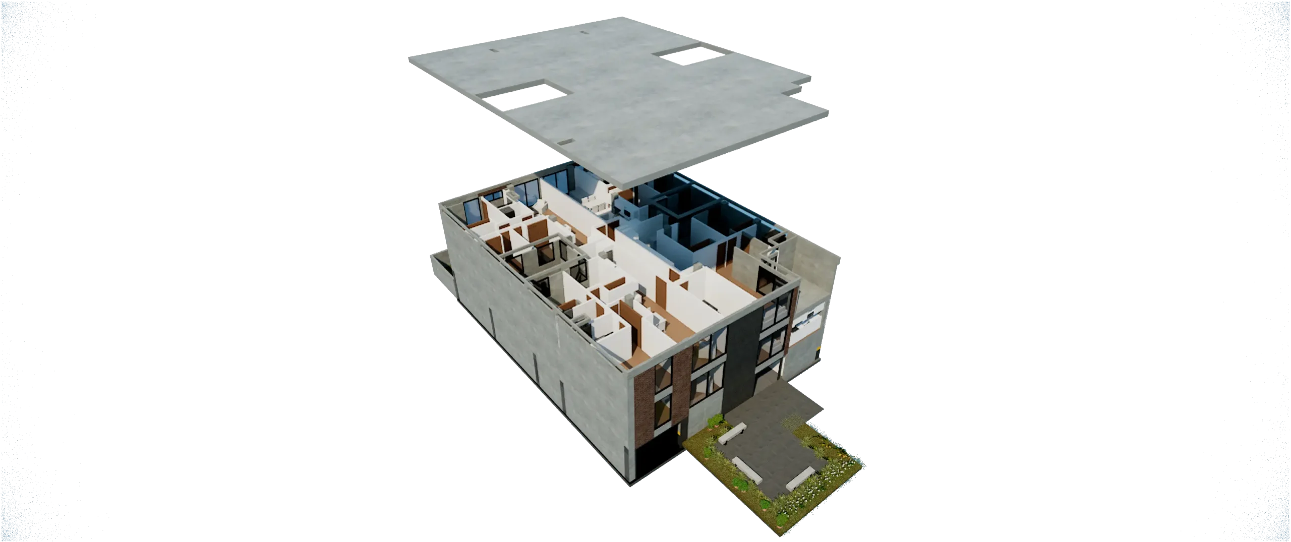 3D exterior de viviendas multifamiliar- Render y metodología BIM