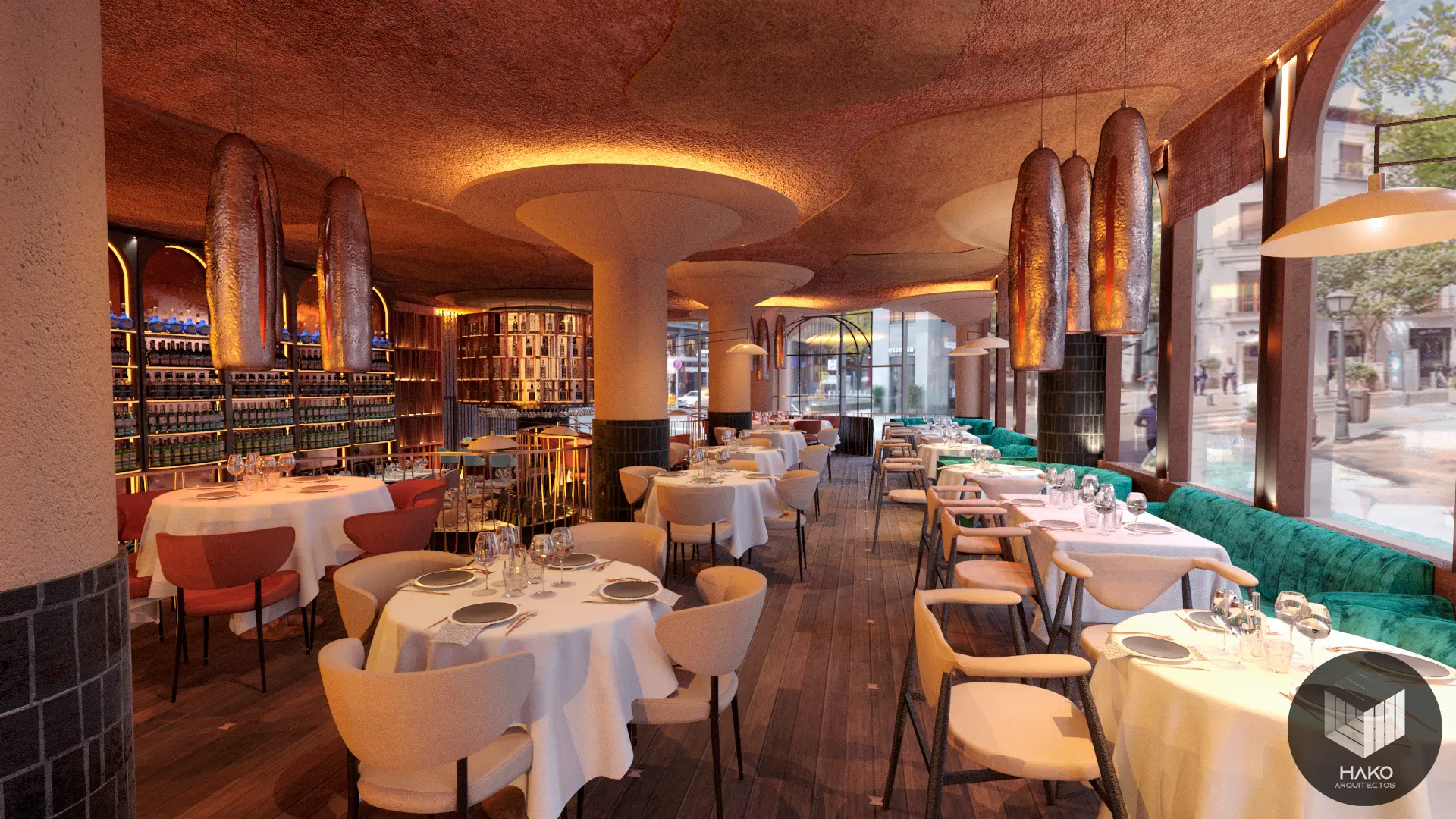Diseño interior elegante para restaurante bar - Proyecto chiringuito